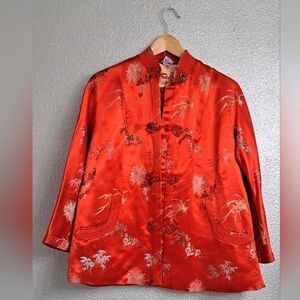 Vintage House Ming Red Print Jacket  Size S